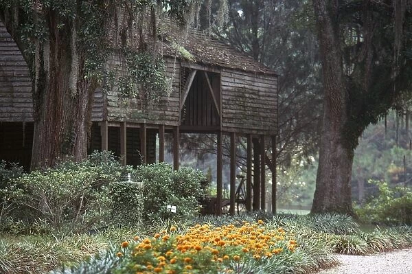 ROSEDOWN PLANTATION. A view of the old barn at Rosedown Plantation, near St. Francisville, Louisiana. Photographed c1974