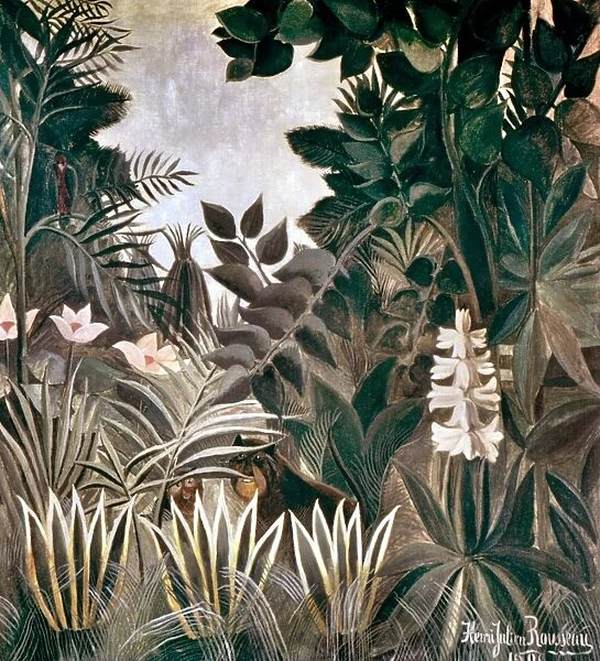 ROUSSEAU: JUNGLE, 1909. The Equatorial Jungle. Canvas by Henri Rousseau, 1909