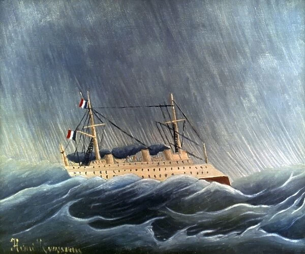 ROUSSEAU: SHIP  /  STORM. Ship in a Storm. Oil on canvas by Henri Rousseau, c1896