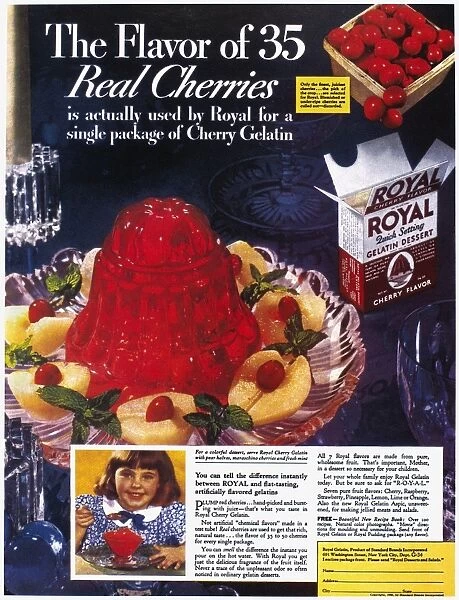 ROYAL GELATIN AD, 1936. American advertisement for cherry flavored Royal gelatin, 1936