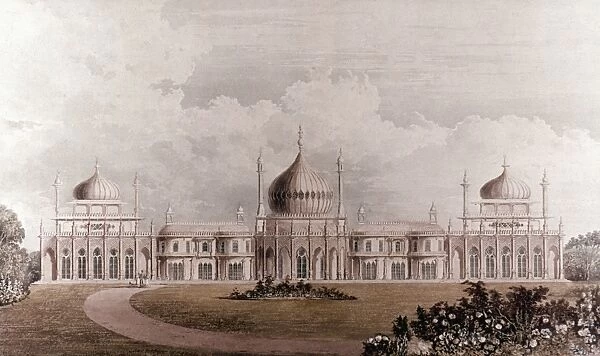 THE ROYAL PAVILION. Brighton, England. Aquatint, early 19th century