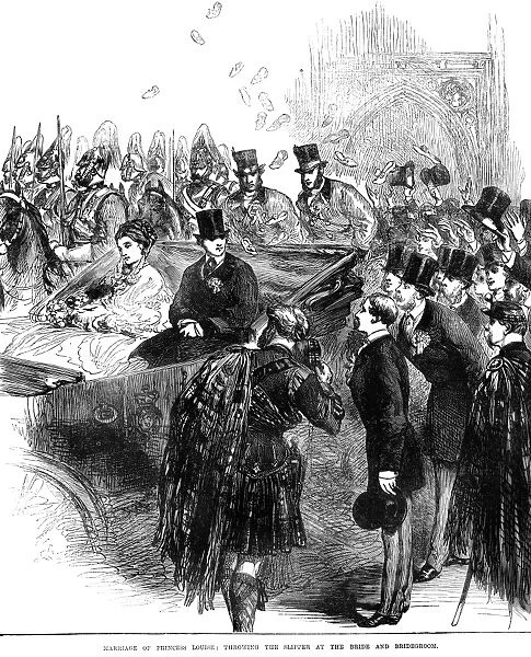ROYAL WEDDING, 1870. Marriage of Princess Louise: throwing the slipper at the bride