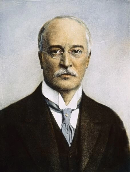 RUDOLF DIESEL (1858-1913). German mechanical engineer. Oil over a photograph, n. d