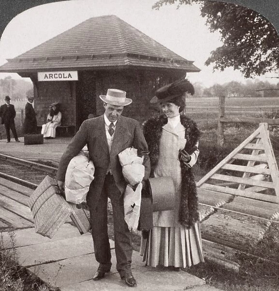 RURAL STATION, 1907. She had been doing a little shopping and telephoned him to
