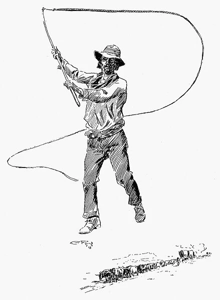 RUSSELL: BULL WHACKER. Drawing by Charles M. Russell (1864-1926)