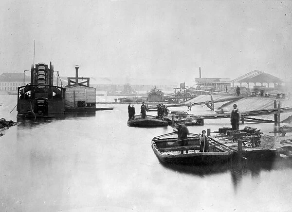 RUSSIA, c1917. Boats on a canal in Petrograd, Russia. Photograph, c1917