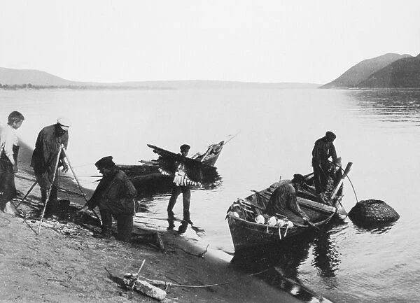 RUSSIA: FISHERMEN, c1900. Fishermen on the Volga River. Photographed c1900