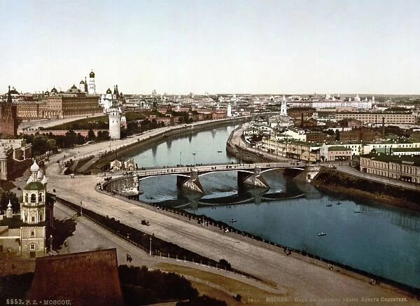 RUSSIA: MOSCOW, c1895. View of Moscow, Russia from the Cathedral of Christ the Savior. Photochrome, c1895