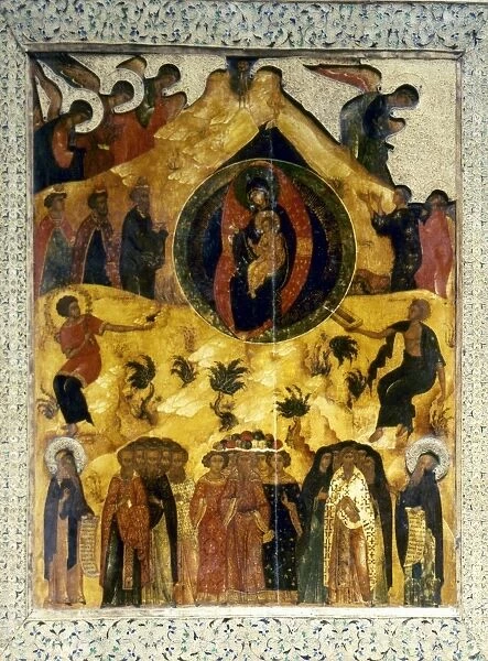 RUSSIAN ICON. Icon of The Synaxis or Assembly, of the Virgin. Moscow School, Russia. c1560