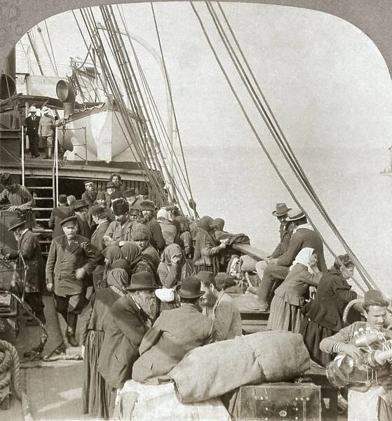 RUSSIAN PILGRIMS, c1903. Russian pilgrims to Jerusalem, on board a ship in Beirut harbor, Lebanon