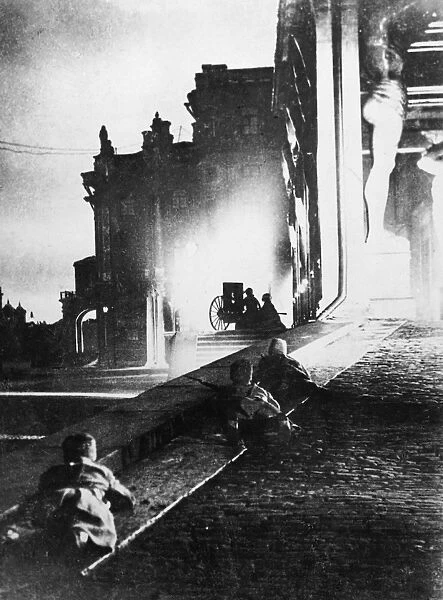 RUSSIAN REVOLUTION, 1917. Bolshevik attack on the Winter Palace, 1917. Photographer unknown