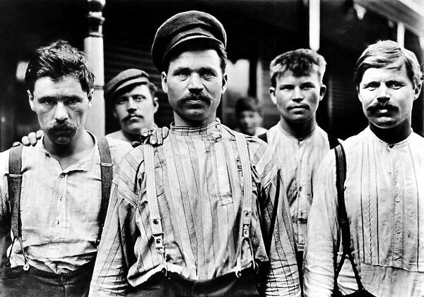 RUSSIAN STEEL WORKERS. Russian immigrant steel workers in Homestead, Pennsylvania