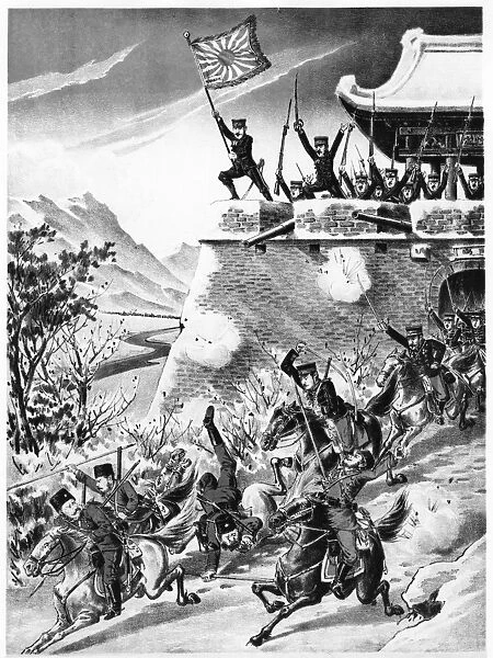 RUSSO-JAPANESE WAR, c1904. Russian troops retreating from Japanese forces during