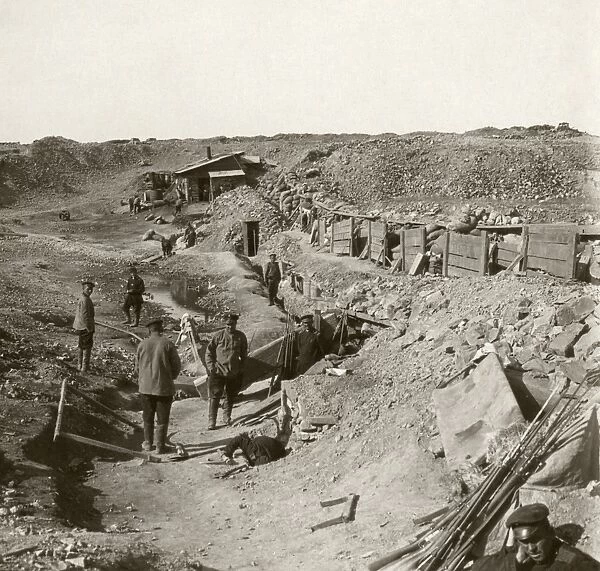 RUSSO-JAPANESE WAR, c1905. Russian soldiers behind fortifications at Port Arthur, China