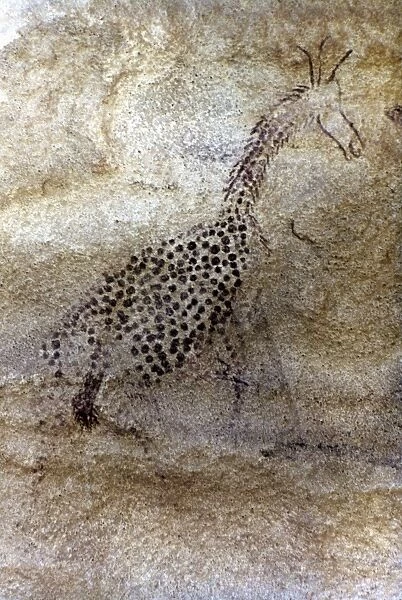 SAHARAN ROCK PAINTING. Giraffe. Rock painting from Tassili-des-Ajjer, Algeria