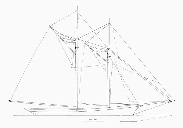 Sail plan of the fishing schooner Fredonia, built at Boston, Massachussetts, 1889