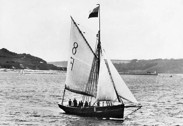 SAILING SHIP: CUTTER. British Falmouth pilot cutter #8. Photograph, English, c1900