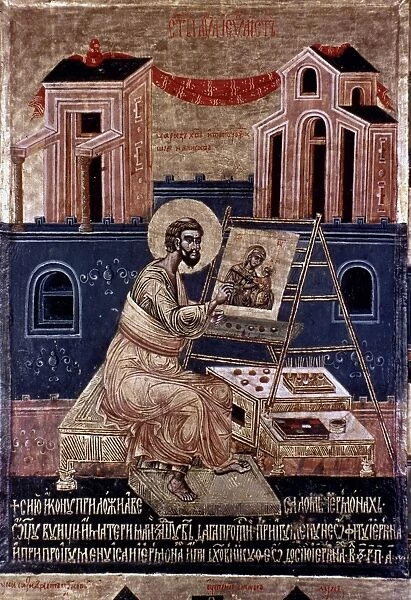 SAINT LUKE. Icon of St. Luke (detail) by Master Apsalon Vujicic, 1672-73. Monastery of Moraca, Montenegro