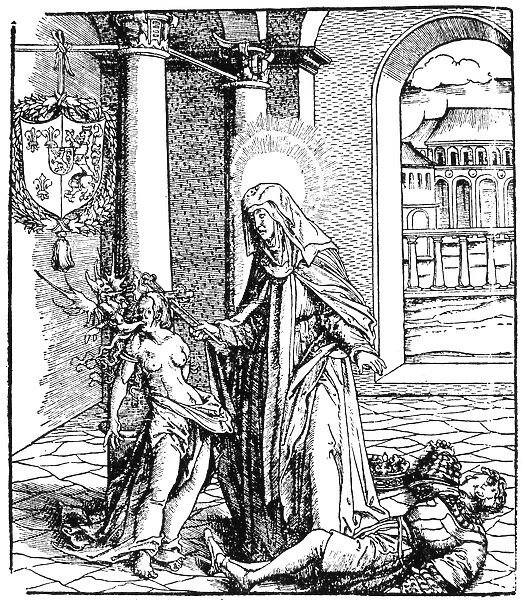 SAINT RADEGONDE. Queen of France. Saint Radegonde exorcising a devil