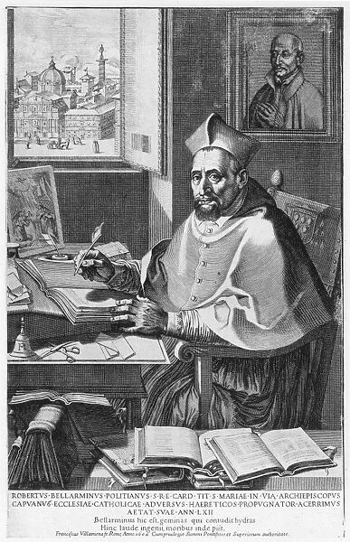 SAINT ROBERT BELLARMINE (1542-1621). Italian prelate and controversialist. Copper engraving, Italian, 1604