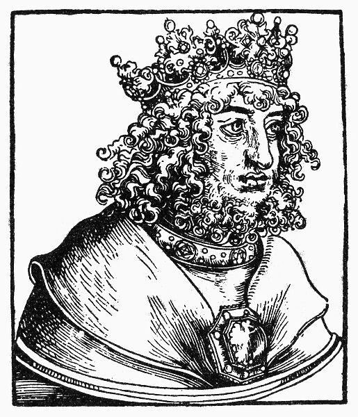 SAINT SIGISMUND (d524). King of Burgundy, 516-524. Woodcut