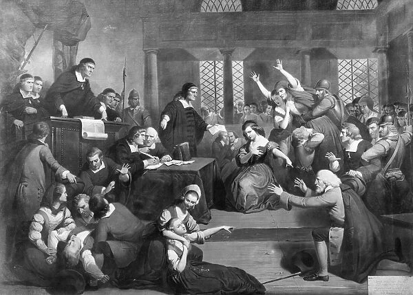 SALEM WITCH TRIALS, 1692. The Trial of George Jacobs at Salem for Witchcraft