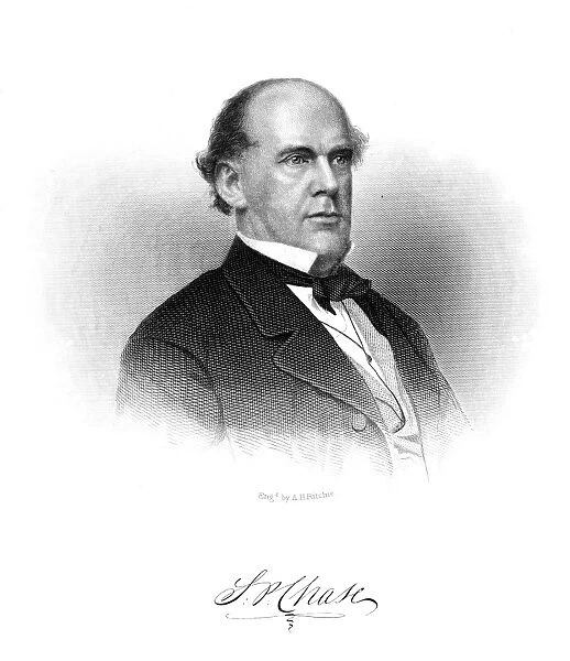 SALMON PORTLAND CHASE (1808-1873). Chief Justice of the United States Supreme Court, 1864-1873. Steel engraving, 1865