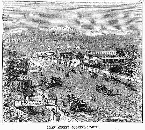 SALT LAKE CITY, 1872. Looking north on Main Street in Salt Lake City, Utah. Engraving