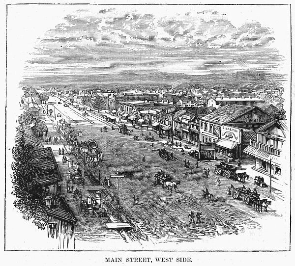 SALT LAKE CITY, 1872. The west side of Main Street in Salt Lake City, Utah. Engraving