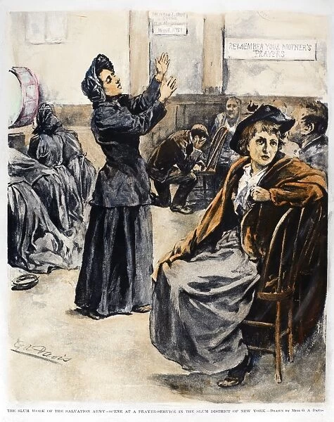 SALVATION ARMY, 1894. Scene at a prayer service of the Salvation Army in the slum