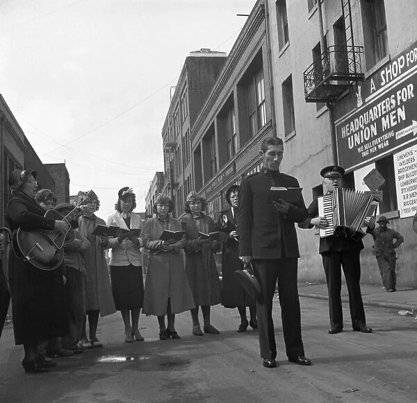 SALVATION ARMY, 1939. Salvation Army street band, San Francisco, California