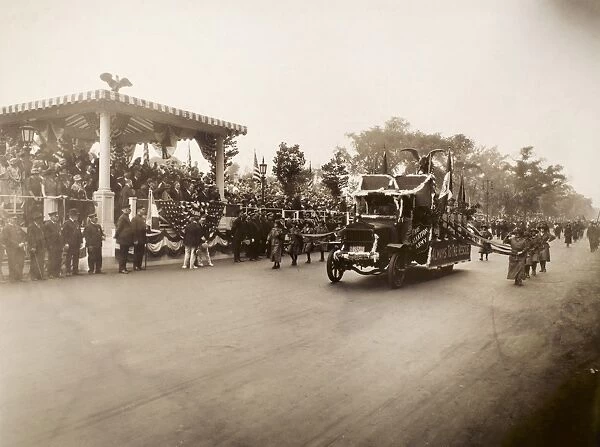 SALVATION ARMY FLOAT, c1920. The Salvation Army float passes the reviewing stand