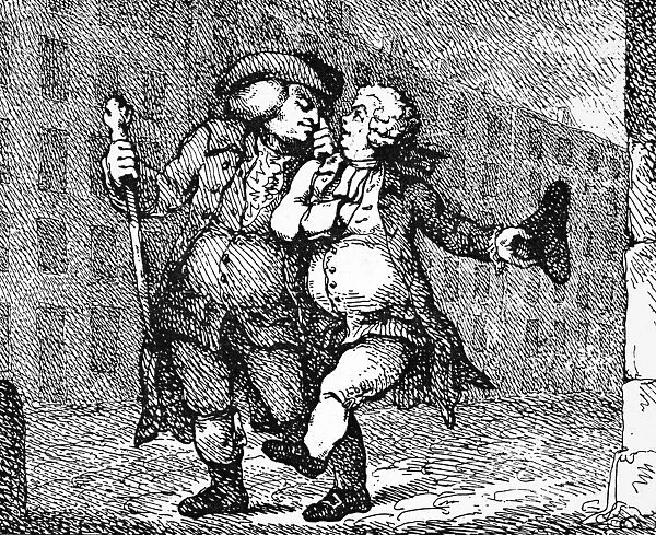 SAMUEL JOHNSON (1709-1784). English man of letters. Walking Up High Street. Caricature of Samuel Johnson (left) and James Boswell designed by Samuel Collings and etched by Thomas Rowlandson, 1786