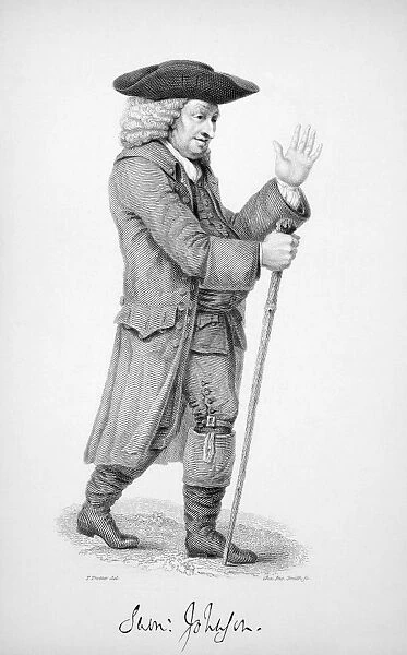 SAMUEL JOHNSON (1709-1784). English man of letters. In his Hebridean dress. Line engraving, 1836