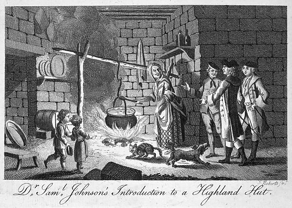 SAMUEL JOHNSON (1709-1784). English writer. An incident during Johnsons journey with James Boswell to the Scottish Highlands and Hebrides in 1773. Copper engraving, 18th century