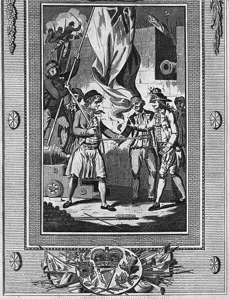SAN FERNANDO DE OMOA, 1779. A British sailor offering a sword to an unarmed Spanish