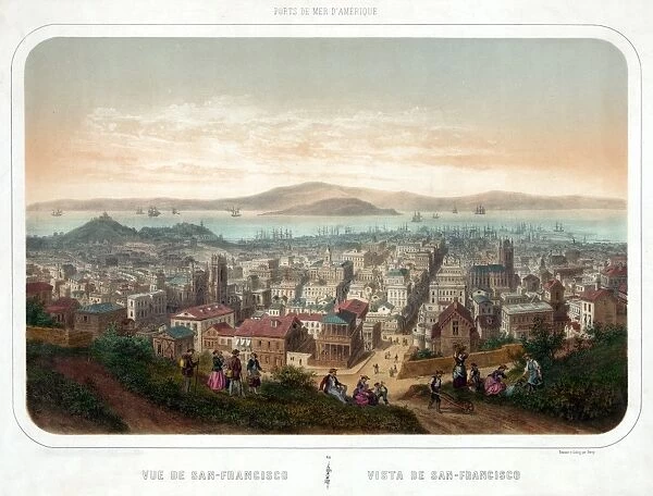 SAN FRANCISCO, c1860. A view of San Francisco, California, looking towards the bay