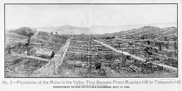 SAN FRANCISCO EARTHQUAKE, 1906. The ruins of San Francisco from Russia Hill to