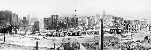 SAN FRANCISCO EARTHQUAKE. A panorama of destruction following the earthquake of 18 April 1906