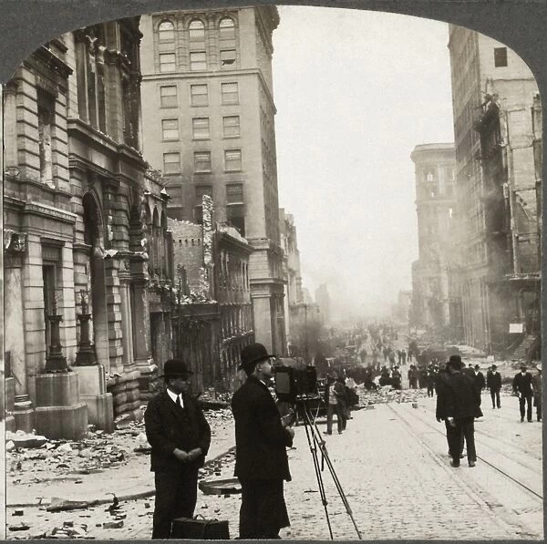 SAN FRANCISCO EARTHQUAKE. A photographer with an assistant using a large format