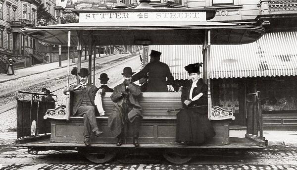 SAN FRANCISCO: STREETCAR. A cable car on Sutter Street in San Francisco, California, late 19th century