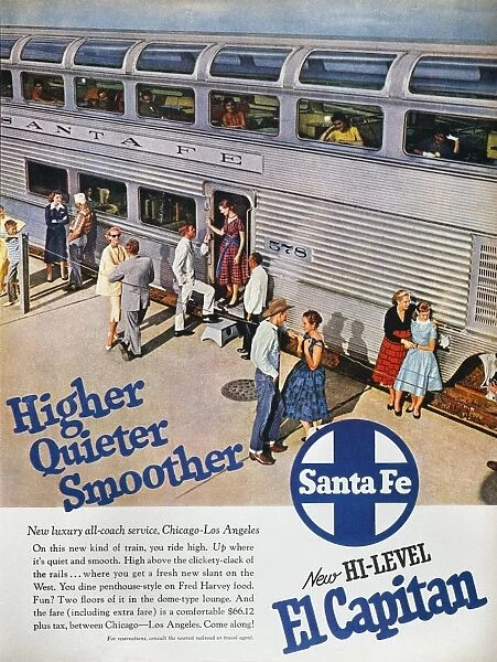 Santa Fe Railroad advertisement from an American magazine, 1957