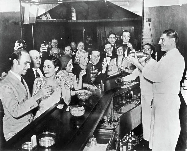 A scene at a bar in Greenwich Village, after the repeal of Prohibition, 1933