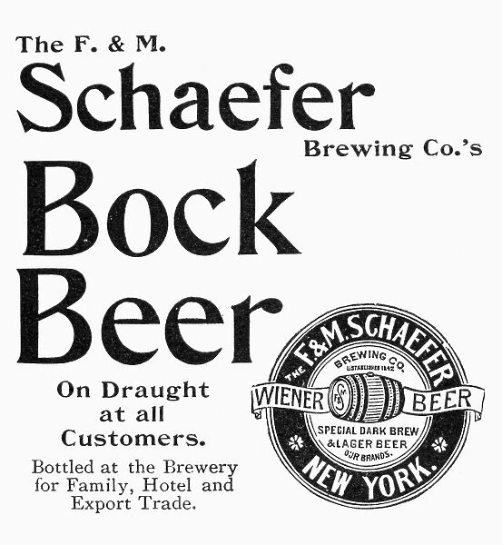 SCHAEFER BOCK BEER, 1893. American newspaper advertisement, 1893