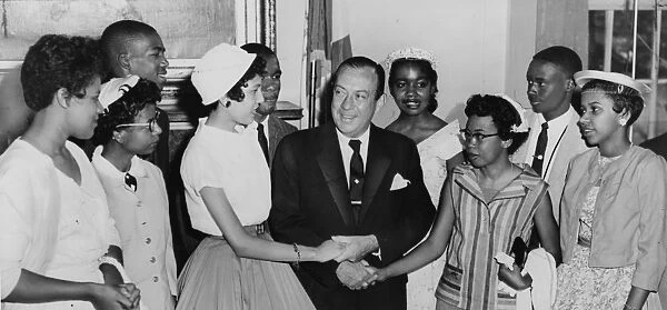 SCHOOL DESEGREGATION, 1958. New York City Mayor Robert Wagner meeting the Little Rock Nine