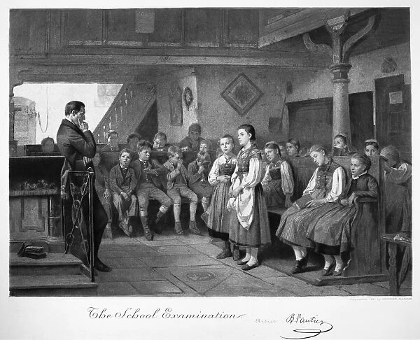 SCHOOL EXAMINATION, 1881. Mezzotint, 1881, after the Swiss Artist Benjamin Vautier
