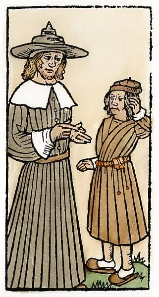 SCHOOLMASTER AND BOY, 1493. Woodcut from Compost et Kalendrier des Bergiers, published at Paris