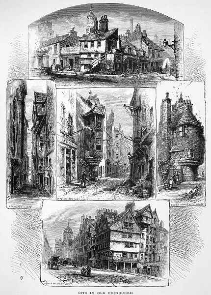 SCOTLAND: EDINBURGH. Bits of old Edinburgh. Wood engraving, 19th century
