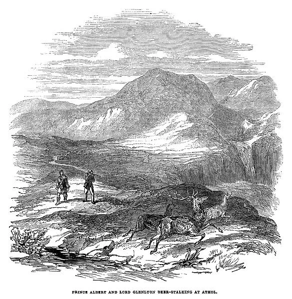 SCOTLAND: GLENLYON, 1844. Prince Albert and George Murray, Lord Glenlyon, hunting stags at Atholl