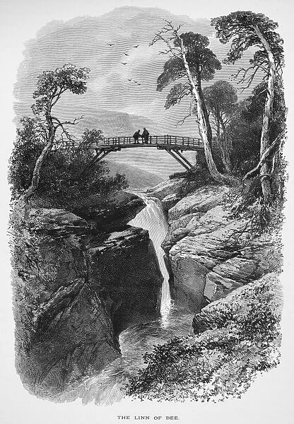 SCOTLAND: LINN OF DEE. The Linn of Dee, a small gorge near Braemar in Aberdeenshire, Scotland. Wood engraving, 19th century